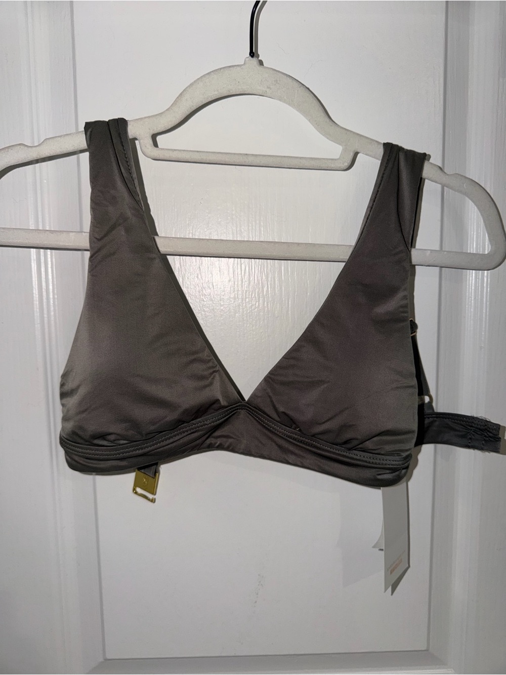 Luxe Triangle Bikini Top - Olive Shine